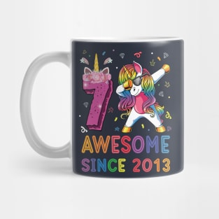 Awesome Since 2013 Dabbing Unicorn Shirt 7th Birthday Party Mug